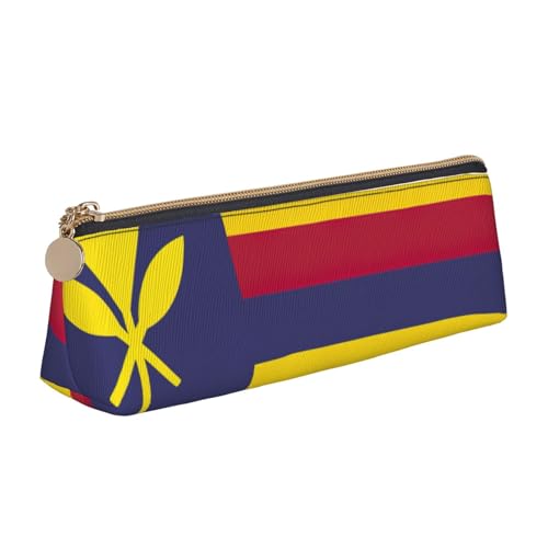 CHUNMINW Federmäppchen mit Flagge des Königreichs Hawaii, minimalistisch, dreieckig, Leder, Kosmetik-Organizer mit Volldruck, für Reisen, Arbeit von CHUNMINW