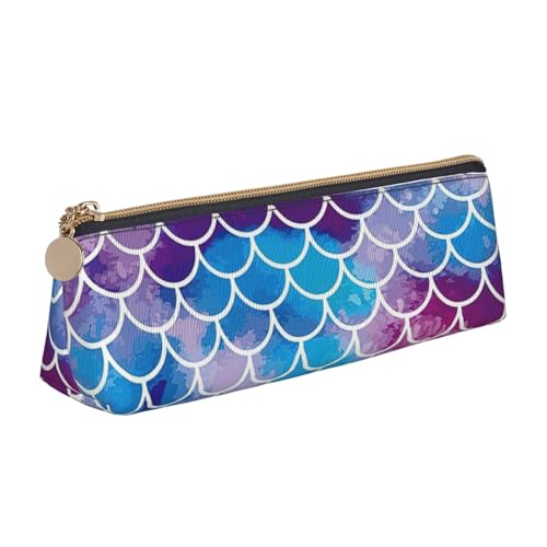 CHUNMINW Federmäppchen mit Meerjungfrauen-Motiv, minimalistisch, dreieckig, Leder, Kosmetik-Organizer mit Volldruck, für Reisen, Arbeit, Weiß, One Size, Stilvoll von CHUNMINW