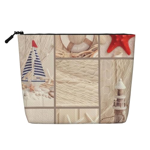 CHUNMINW Kosmetiktasche für Damen, Motiv: Boot, Strand, Seestern, Muschel, Reißverschluss, Make-up-Tasche, Reise-Kosmetiktasche, Organizer, wasserdicht, Schwarz, Einheitsgröße CHUNMINW Kosmetiktasche für Damen, Motiv: Boot, Strand, Seestern, Muschel, Reißverschluss, Make-up-Tasche, Reise-Kosmetiktasche, Organizer, wasserdicht, Schwarz, Einheitsgröße von CHUNMINW