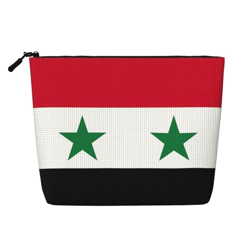 CHUNMINW Kosmetiktasche für Damen, Motiv: Flagge der Syrien, Arabische Republik, Reißverschluss, Make-up-Tasche, Reise-Kosmetiktasche, Organizer, wasserdicht, Schwarz, Einheitsgröße von CHUNMINW