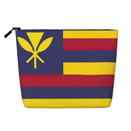 CHUNMINW Kosmetiktasche für Damen, Motiv: Flagge des Königreichs Hawaii, Reißverschluss, Make-up-Tasche, Reise-Kosmetiktasche, Organizer, wasserdicht, Schwarz, Einheitsgröße von CHUNMINW