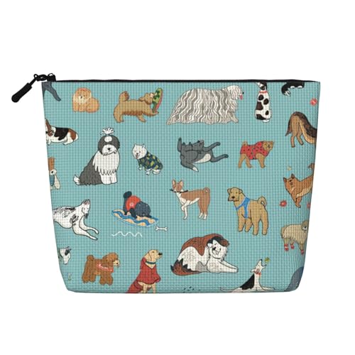 CHUNMINW Kosmetiktasche mit Hunde-Aufdruck, Reißverschluss, Make-up-Tasche, Reise-Kosmetiktasche, Organizer, wasserdicht, Schwarz, Einheitsgröße von CHUNMINW