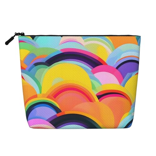 CHUNMINW Kosmetiktasche mit Regenbogenmuster für Damen, Reißverschluss, Make-up-Tasche, Reise-Kosmetiktasche, Organizer, wasserdicht, Schwarz, Einheitsgröße von CHUNMINW