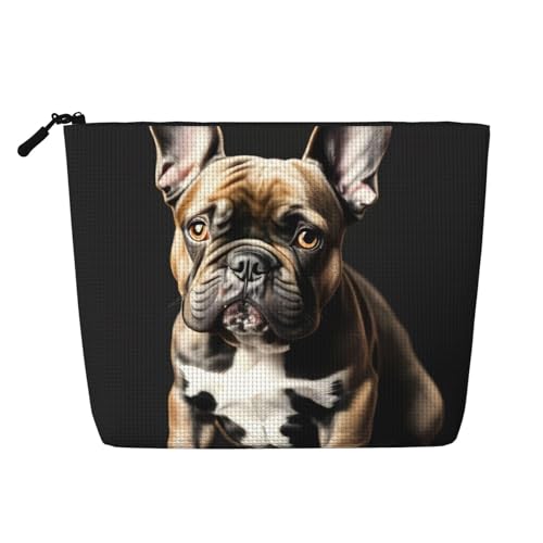 CHUNMINW Kosmetiktasche mit langen Ohren und französischer Bulldogge, Reißverschluss, Make-up-Tasche, Reise-Kosmetiktasche, Organizer, wasserdicht, Schwarz, Einheitsgröße von CHUNMINW