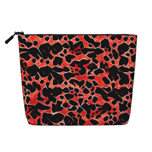 CHUNMINW Kosmetiktasche mit rotem Leopardenmuster, Reißverschluss, Make-up-Tasche, Reise-Kosmetiktasche, Organizer, wasserdicht, Schwarz, Einheitsgröße von CHUNMINW