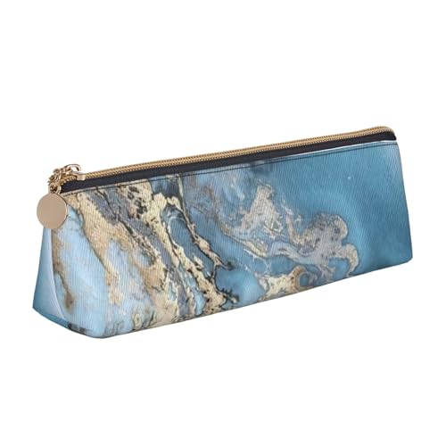 CHUNMINW Marmor Print Minimalistisches Dreieckiges Leder-Federmäppchen Kosmetik-Organizer mit Volldruck für Reisen Arbeit, Weiß, One Size, Stilvoll von CHUNMINW