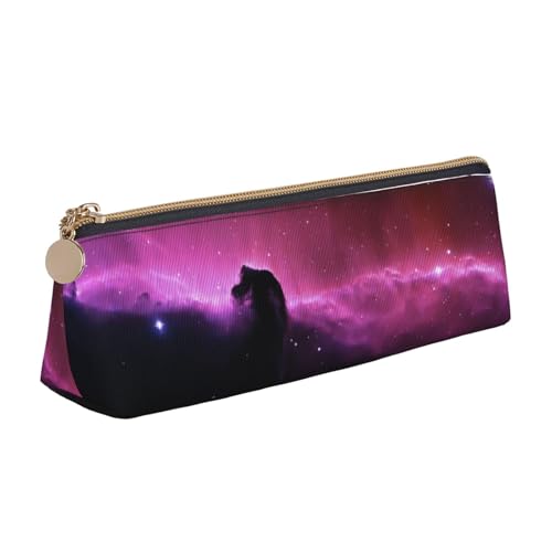 CHUNMINW Minimalistisches, dreieckiges Federmäppchen aus Leder mit dunklem Sternenhimmel, Kosmetik-Organizer mit Volldruck, für Reisen, Arbeit, Weiß, One Size, Stilvoll von CHUNMINW