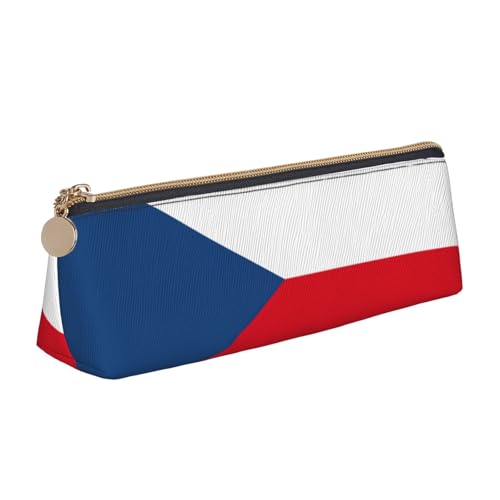 CHUNMINW Minimalistisches Federmäppchen aus Leder, Motiv: Flagge der Tschechischen Republik, Kosmetik-Organizer mit Volldruck, für Reisen, Arbeit von CHUNMINW