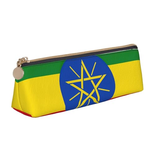 CHUNMINW Minimalistisches Federmäppchen aus Leder mit Flagge von Äthiopien, Kosmetik-Organizer mit Volldruck, für Reisen, Arbeit von CHUNMINW