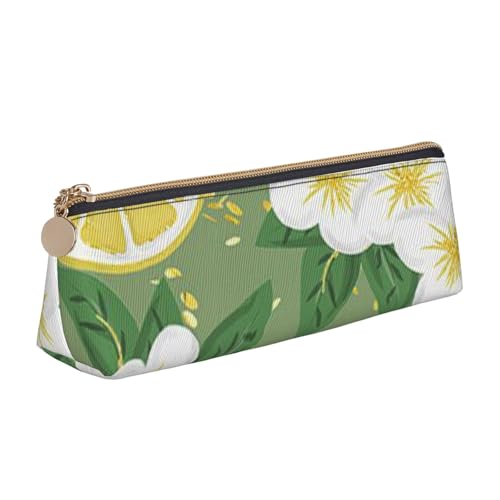 CHUNMINW Minimalistisches Federmäppchen aus Leder mit frischem Zitronenmuster, Kosmetik-Organizer mit Volldruck, für Reisen, Arbeit von CHUNMINW
