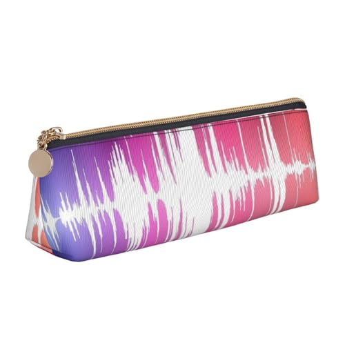 CHUNMINW Musiknoten Drucken Minimalistisches Dreieck Leder Federmäppchen Kosmetik Organizer mit Volldruck für Reisen Arbeit, Weiß, One Size, Stilvoll von CHUNMINW