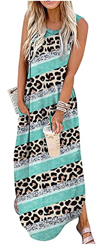 CHUNTIANRAN Damen Maxikleid Sommer Casual Sommerkleid Ärmellos Lange Kleider Hawaii Strand Maxikleid mit Taschen, Mehrfarbig, XX-Large von CHUNTIANRAN