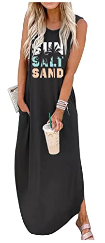 Sommerkleider für Damen, Strandkleid, Urlaubskleid, Boho, blumiges Sommerkleid, tropisch, Taschen, Maxikleid, X-Groß von CHUNTIANRAN