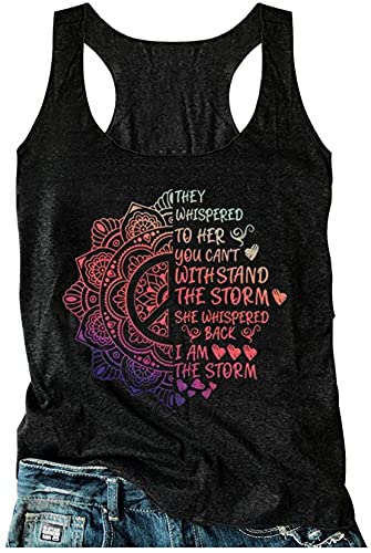 Racerback Tank-Tops für Damen mit Mandala-Grafik, Vintage-Sommertop, lässiges, lockeres Rundhals-Top, für Urlaub, klassische Passform, Cami-Top, Mandala mit Farbverlauf, Groß von CHUNTIANRAN