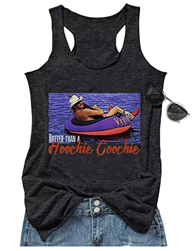 Hotter Than a Hoochie Coochie Tank Tops für Frauen Vintage Country Music Grafik Hawaii Racerback T Shirt, grau dunkel, Mittel von CHUNTIANRAN