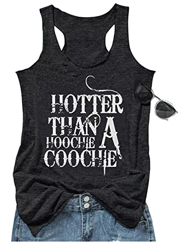 Hotter Than a Hoochie Coochie Tank Tops für Frauen Vintage Country Music Graphic Hawaiian Racerback T-Shirt - Schwarz - Mittel von CHUNTIANRAN