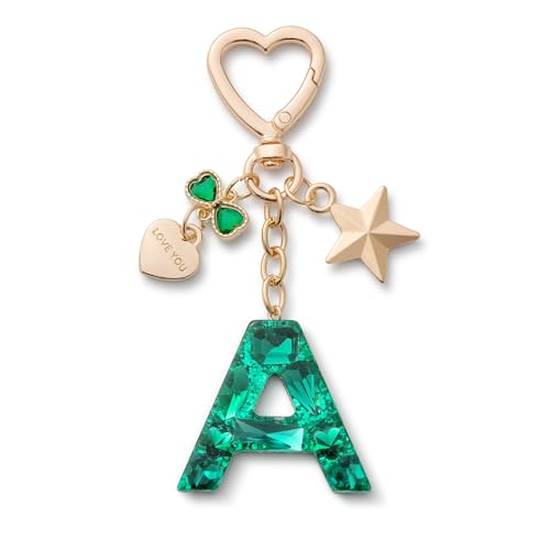 CHUQING Schlüsselanhänger Buchstabe A Schlüsselring Glitzer Anfangsbuchstabe Mädchen Schlüsselbund mit Buchstaben für damen in Grün von CHUQING