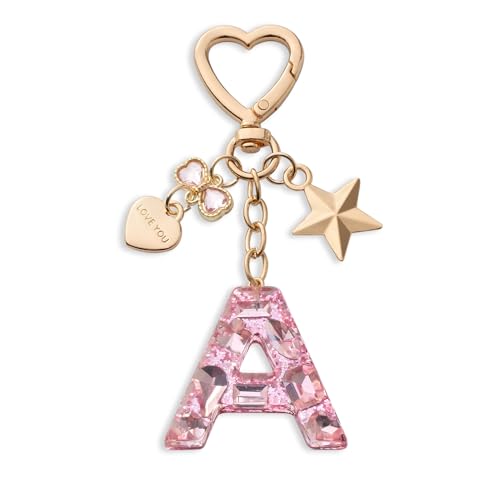 CHUQING Schlüsselanhänger Buchstabe A rosa Schlüsselanhänger Anfangsbuchstabe mit Buchstaben für mädchen frauen von CHUQING