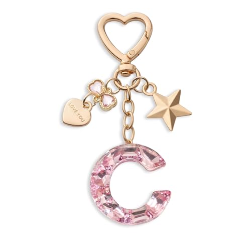 CHUQING Schlüsselanhänger Buchstabe rosa Schlüsselanhänger Anfangsbuchstabe C mit Buchstaben für mädchen frauen von CHUQING