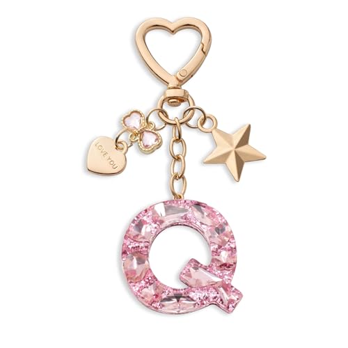 CHUQING Schlüsselanhänger Buchstabe rosa Schlüsselanhänger Anfangsbuchstabe mit Buchstaben Q für mädchen frauen von CHUQING