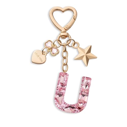 CHUQING Schlüsselanhänger Buchstabe rosa Schlüsselanhänger U Anfangsbuchstabe mit Buchstaben für mädchen frauen von CHUQING