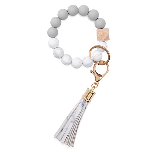 CHUQING Schlüsselanhänger Frauen Armband Schlüsselbund Armreif Auto Schlüsselanhänger Silikon Perlen Handgelen schlüsselkette für Damen von CHUQING
