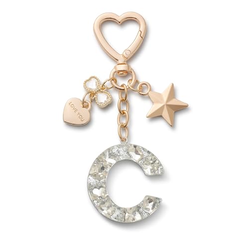 CHUQING Schlüsselanhänger Mädchen Buchstabe C Schlüsselbund mit Schlüsselring Glitzer Anfangsbuchstabe für damen Silber von CHUQING
