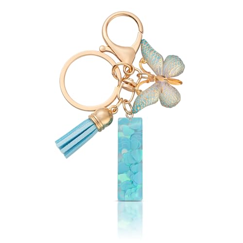 CHUQING Schlüsselanhänger Mädchen I Buchstabe Geschenk Blau Buchstaben Schlüsselanhänger mit Anfangsbuchstaben für Frauen von CHUQING