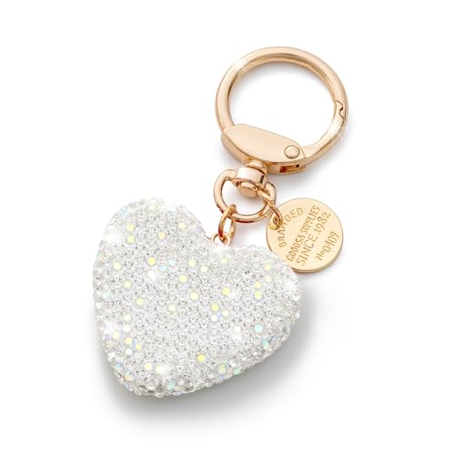 CHUQING Schlüsselanhänger Weiß Herzform Autoschlüsselanhänger Glitzernder Frau Strass-Schlüsselanhänger Partner Geschenk von CHUQING
