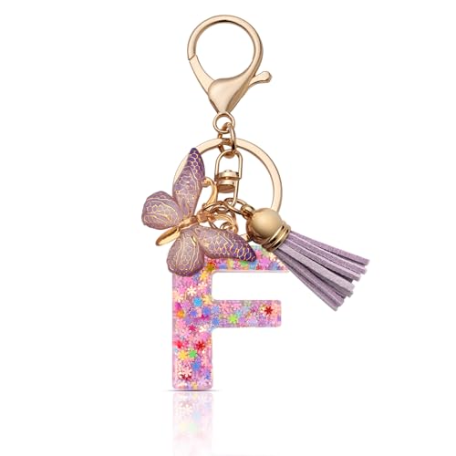 CHUQING Schlüsselanhänger Mit Anfangsbuchstaben - Buchstabe, Schmetterling Anhänger für Mädchen und Frauen - Keychain Geschenk von CHUQING