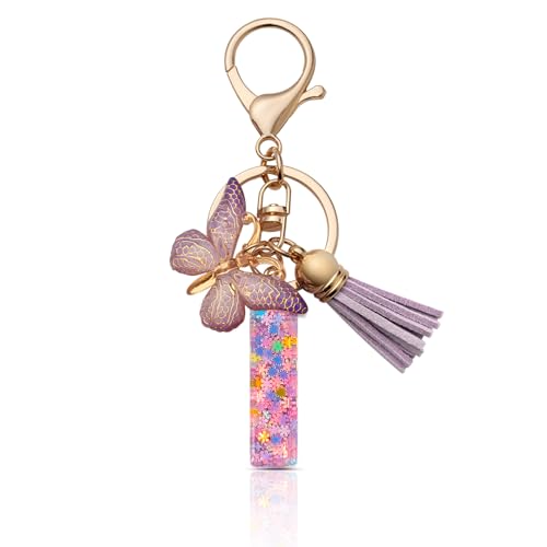 CHUQING Schlüsselanhänger Mit Anfangsbuchstaben Für Mädchen Und Frauen - Buchstabe Und Schmetterling Design - Keychain Geschenk von CHUQING
