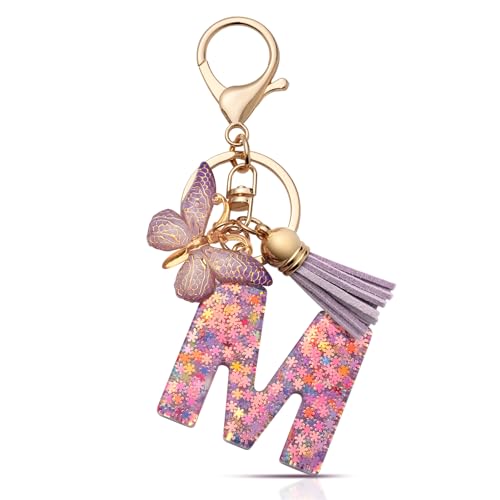 CHUQING Schlüsselanhänger Mit Anfangsbuchstaben - Buchstabe Anhänger Schmetterling für Mädchen und Frauen - Keychain Geschenk von CHUQING