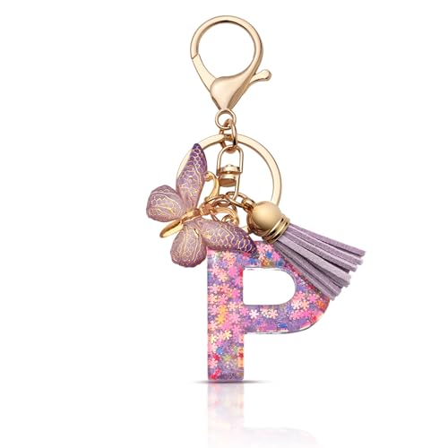 CHUQING Schlüsselanhänger mädchen Schlüsselanhänger Buchstabe Schlüssel Anhänger Schmetterling Schlüsselanhänger mit Anfangsbuchstaben Frauen Keychain Geschenk von CHUQING