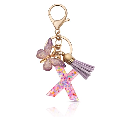 CHUQING Schlüsselanhänger mädchen Schlüsselanhänger Buchstabe Schlüssel Anhänger Schmetterling Schlüsselanhänger mit Anfangsbuchstaben Frauen Keychain Geschenk von CHUQING