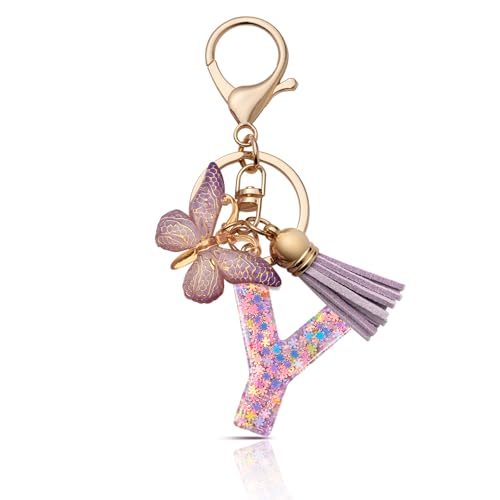 CHUQINGGirls Schlüsselhänger mit Anfangsbuchstaben - Schmetterling Schlüsselhänger mit Buchstaben unter plugged_in "čenced girlsplugged_in namedgeschenk von CHUQING