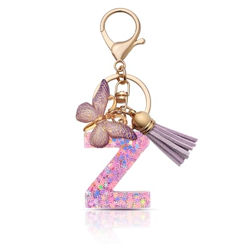 CHUQING Schlüsselanhänger mädchen Schlüsselanhänger Buchstabe Schlüssel Anhänger Schmetterling Schlüsselanhänger mit Anfangsbuchstaben Frauen Keychain Geschenk von CHUQING