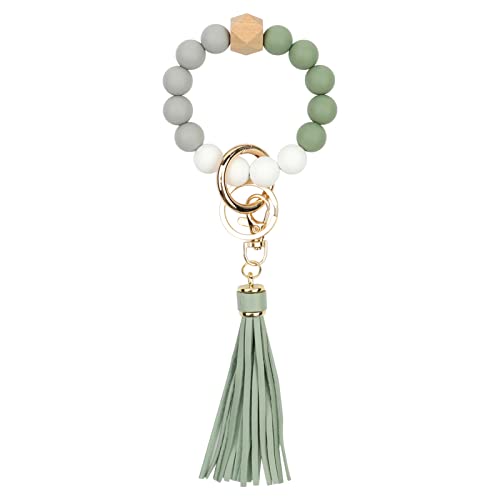 CHUQING Silikon Perlen Armband Schlüsselanhänger, AutoSchlüsselanhänger Schlüssel Anhänger mit Quaste für Frauen von CHUQING
