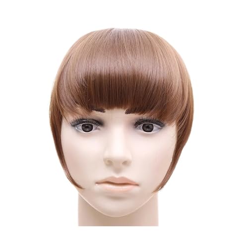 Bang Perücke, Bang Hair Bangs Schwarzbraun Auburn Red Clip-in-Clip-in-Haarspange aus Kunsthaar for Frauen,Perücken mit Pony(Color:B3 6) von CHURICH-E