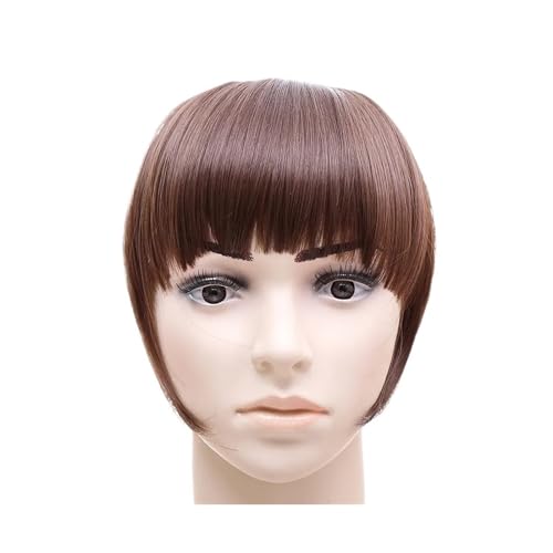 Bang Perücke, Bang Hair Bangs Schwarzbraun Auburn Red Clip-in-Clip-in-Haarspange aus Kunsthaar for Frauen,Perücken mit Pony(Color:B3 8) von CHURICH-E