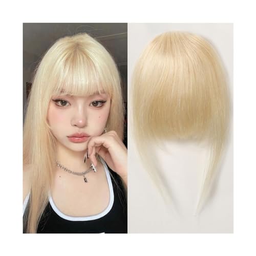 Bang Perücke, Clip-in-Pony, Remy-Echthaar, Wispy-Bang-Verlängerung, Fransen mit Schläfen, blondes Glonde-Haarteil for Frauen, Clip-on-Air-Bang, 4,5 Zoll,Perücken mit Pony(HLH1004-5) von CHURICH-E