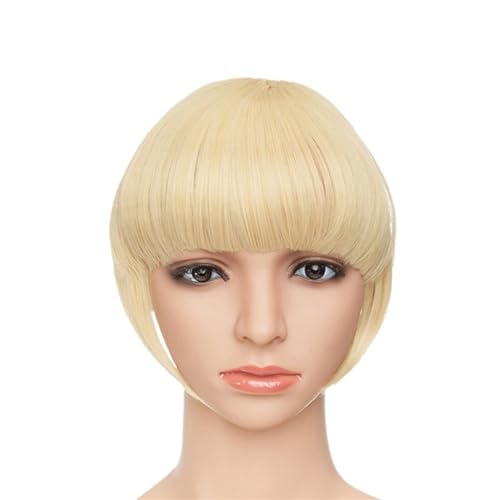 Bang Perücke, Fake Bangs Synthetik Blunt Bang Clip in Haarverlängerung Damen Blunts Fransenhaar Schwarz Braun Pony 2 Clips,Perücken mit Pony(86-613) von CHURICH-E