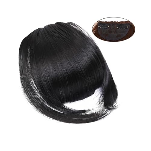 Bang Perücke, Nähen Air Bangs synthetische gefälschte Bang Haarteil Clip in Haarverlängerung gefälschte Fransen Bang Frauen natürliche Air Bangs Clip auf Bang,Perücken mit Pony(Color:1B) von CHURICH-E