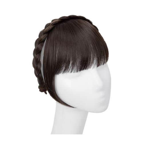 Bang Perücke, Synthetische Stirnband-Pony-Verlängerung, Kunsthaar, stumpfe Fransen mit langen Seiten for Frauen, natürlicher falscher schwarz-braun-blonder Pony,Perücken mit Pony(Color:6) von CHURICH-E