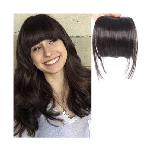 Bang Perücke, Synthetischer gefälschter stumpfer Haar-Pony, 2 Clips in der Haarverlängerung, ordentliche vordere gefälschte Fransen, falsches Haarteil for Frauen, Clip-in-Pony,Perücken mit Pony(I) von CHURICH-E