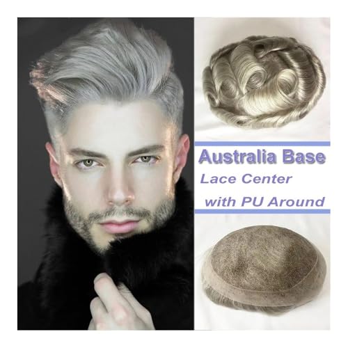 Perücke, Atmungsaktives Spitzenzentrum mit Rundum-Haarersatzsystem, Toupet for Herren, Schweizer Spitze mit klarem Poly-Haut-Haarteil for Herren-Perücken,Toupethaar(Medium Blonde,6x8) von CHURICH-E