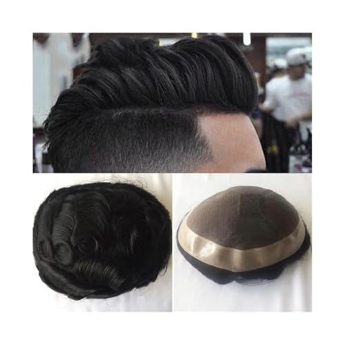 Perücke, Echthaar-Perücken for Männer, feine Mono-Spitzenbasis, kurze Echthaar-Perücken for männliche Haareinheit, Prothese, Herren-Toupet,Toupethaar(6x8) von CHURICH-E