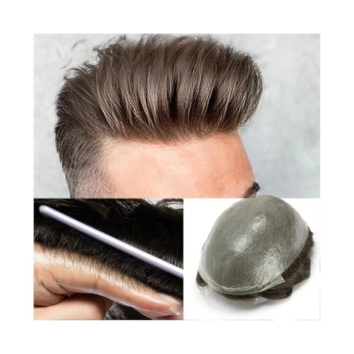 Perücke, Haaransatz Männer Toupet Echthaar Männer Perücke Ersatzsysteme Haarteil Prothese,Toupethaar(Light Ash Blonde,6x8) von CHURICH-E