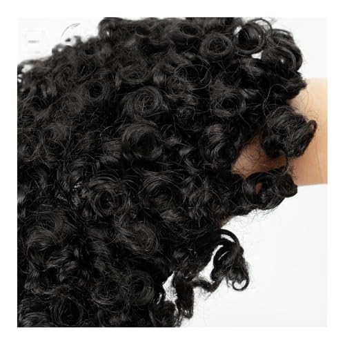 Perücke, Toupet for Männer, Echthaar-Ersatzsysteme, Lockentextur, Männer-Haarteil, Injektionshautbasis, PU-Herrenperücke, Haarprothese,Toupethaar(Off Black) von CHURICH-E