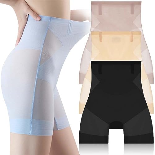 CHUSHEN Ultradünne Bauchkontrolle, Hüftlift-Höschen, 3 Stück, kühler, nahtloser Eisstoff, coole Shapewear, hohe Taille, Unterwäsche, 3 Stück-B, 2XL(65kg-70kg) von CHUSHEN
