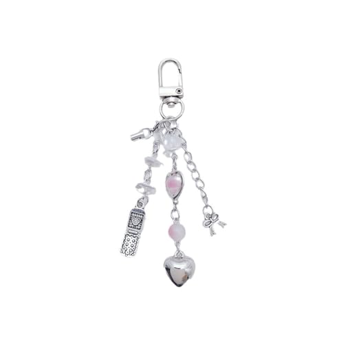 CHUU YUNG Y2K Ästhetische Erdbeere Schmetterling Schlüsselanhänger Bär Gitarre Niedlich Schlüsselanhänger Herz Kawaii Tasche Charms Zubehör, Heart Pink, 0.5 von CHUU YUNG